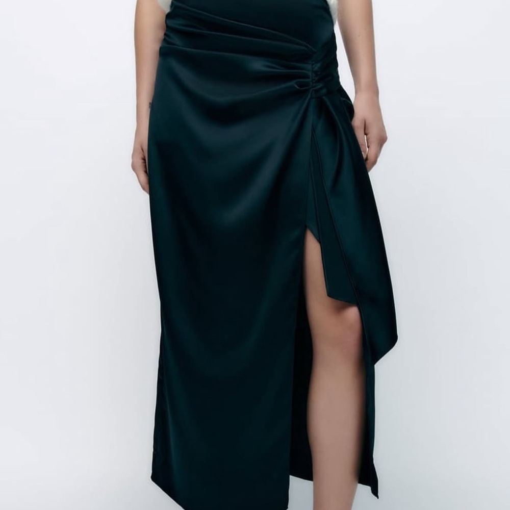- Elegant Black Satin Skirt  ( Zara)